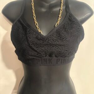 Victoria Secret PINK Sport Lace Bra with Adjustable Straps and Scalloped Trim